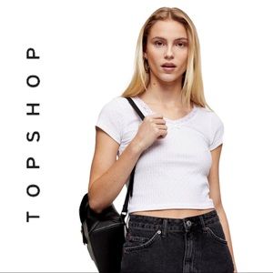 Top Shop White Crop Top Tee Shirt